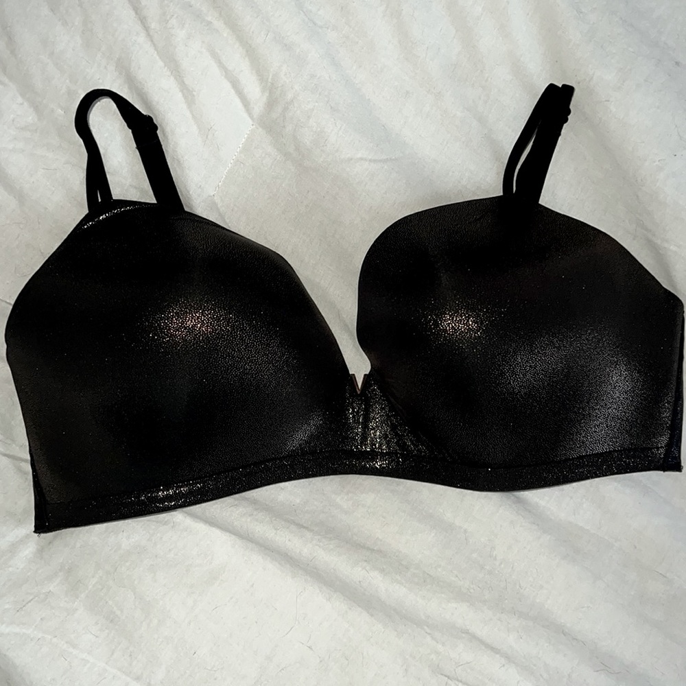 Victoria’s Secret Shimmer T-Shirt Bra - 38DD - Black/Gold Shimmer